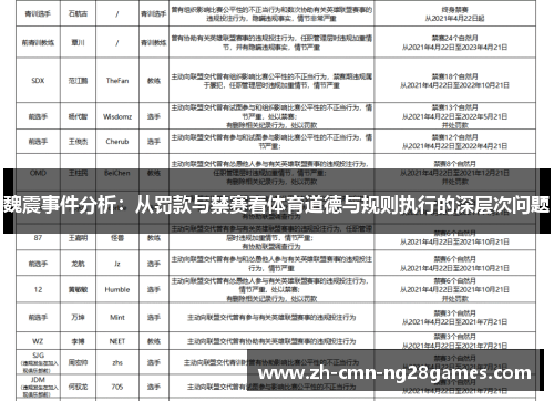 魏震事件分析：从罚款与禁赛看体育道德与规则执行的深层次问题